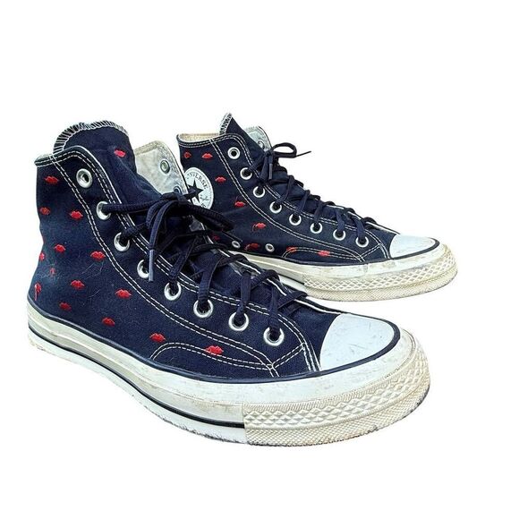 Converse Chuck Taylor All Star 70 Hi Black Embroidered Lips Sneaker 9.5 /  11.5 - Picture 15 of 15